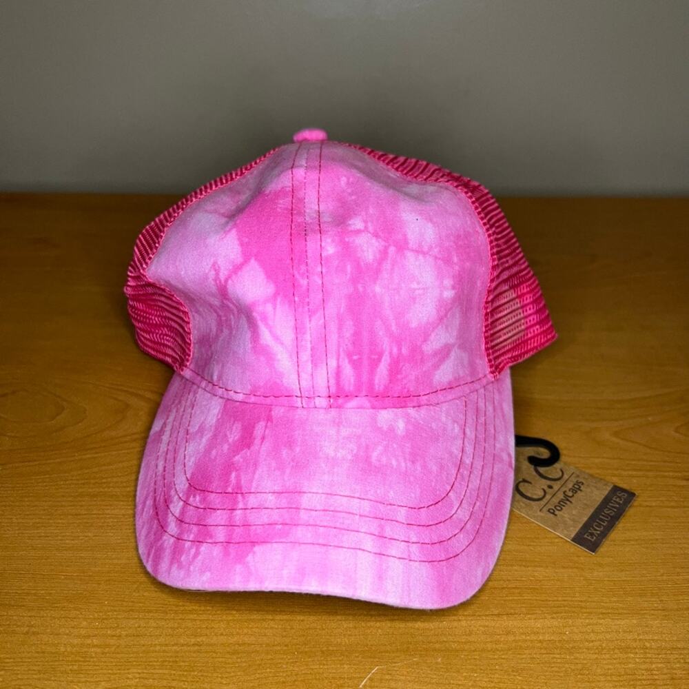 C.C Ponytail Hat baseball cap pink tie dye NWT